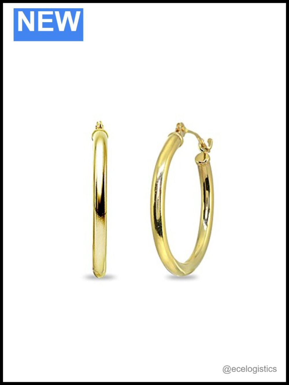 10K Yellow Gold 2mm Polished Round Tube Click-Top Hoop Earrings